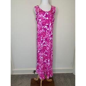 Paradiso Pink Hawaiian Tropical Floral Maxi Dress Sz Large